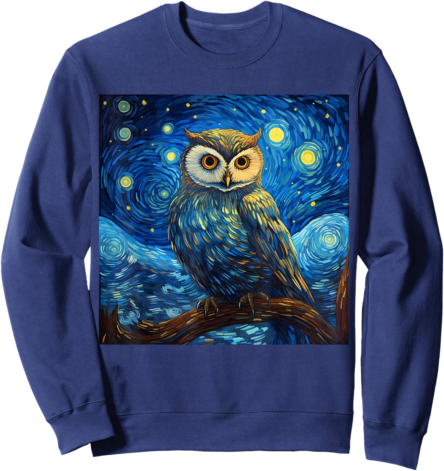 Surreal Starry Night Owl Sweatshirt - Sweatshirt | Navy