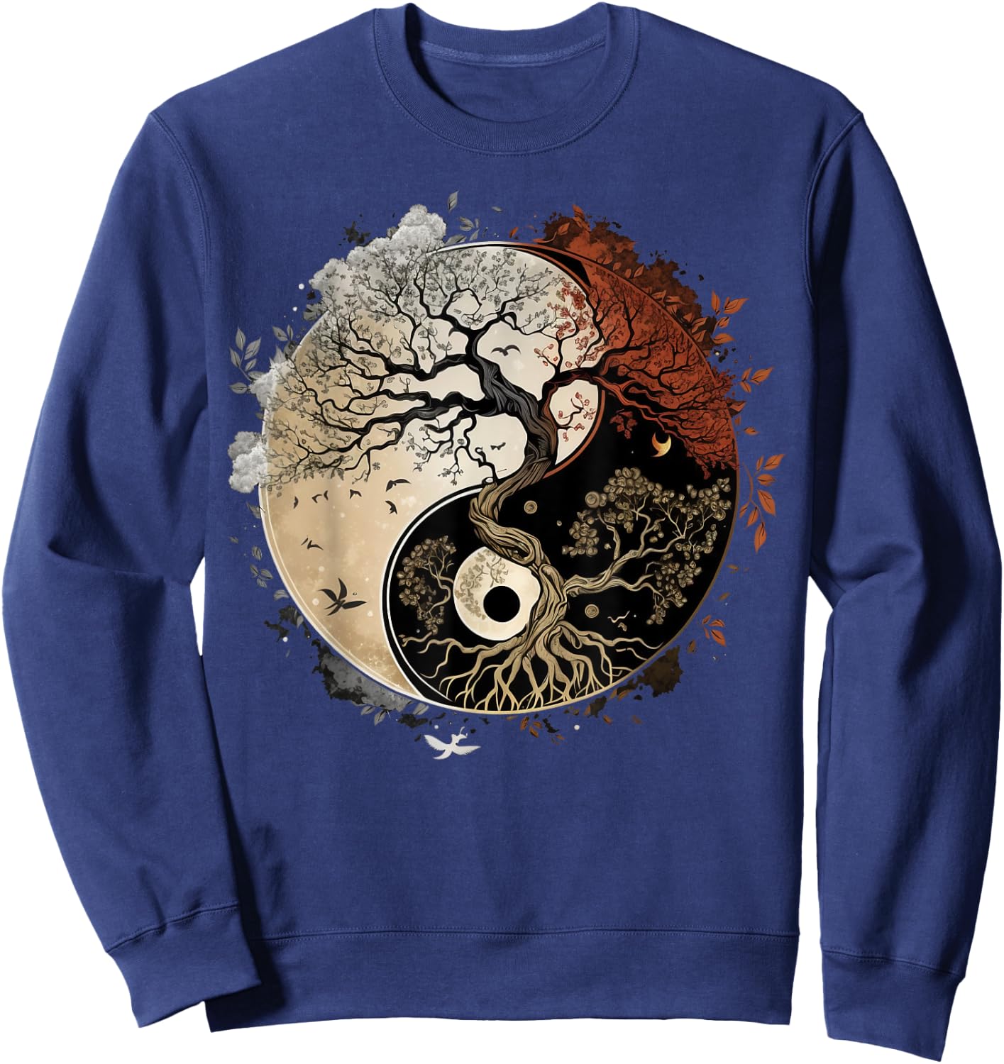 Tree of Life on buddhist Yin Yang Meditation Sweatshirt - Sweatshirt | Navy