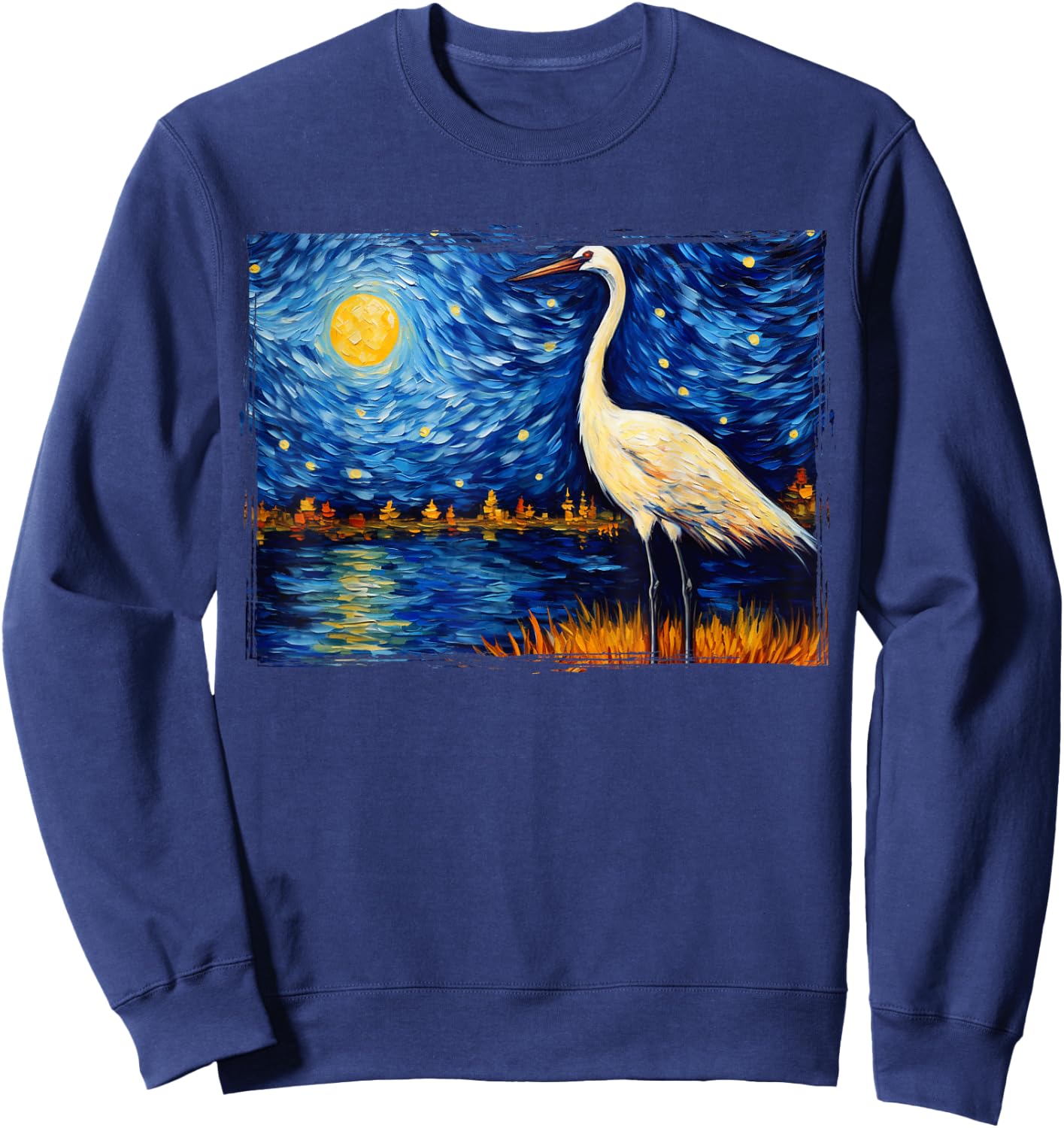Whooping Crane Bird Sweatshirt - Sweatshirt | Navy