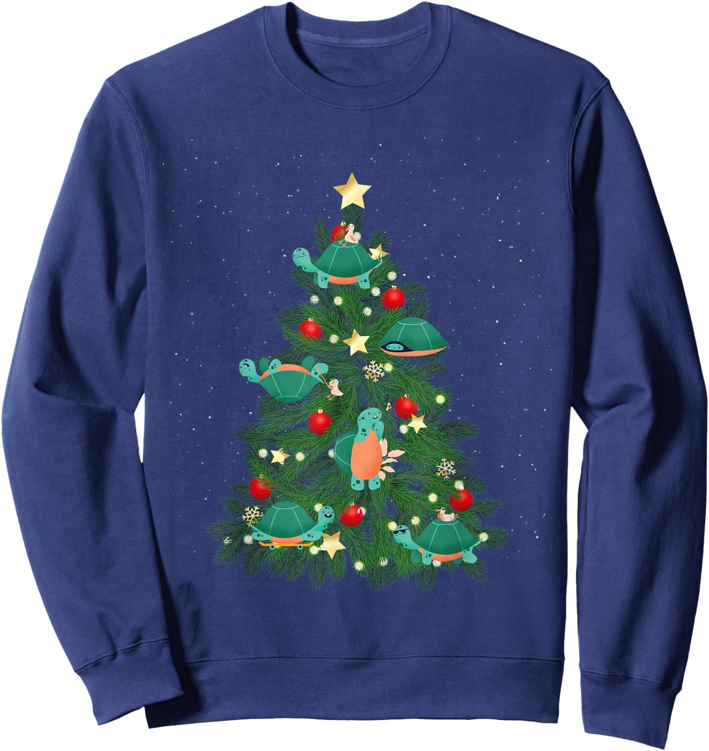 Sea Turtle Tortoise Christmas Tree Sweatshirt - Sweatshirt | Navy
