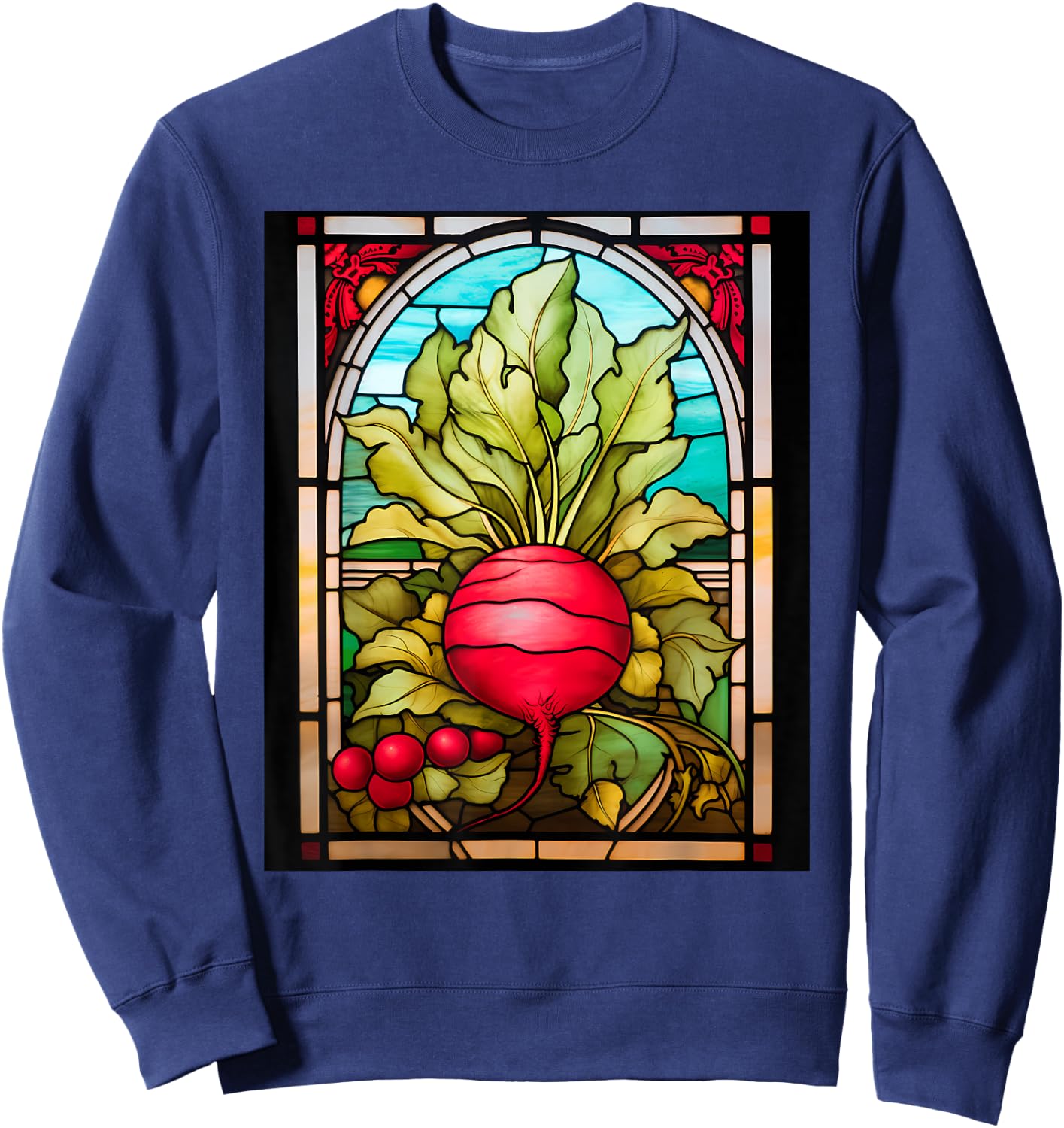 Stained Glass Style Radish Sweatshirt - Sweatshirt | Navy