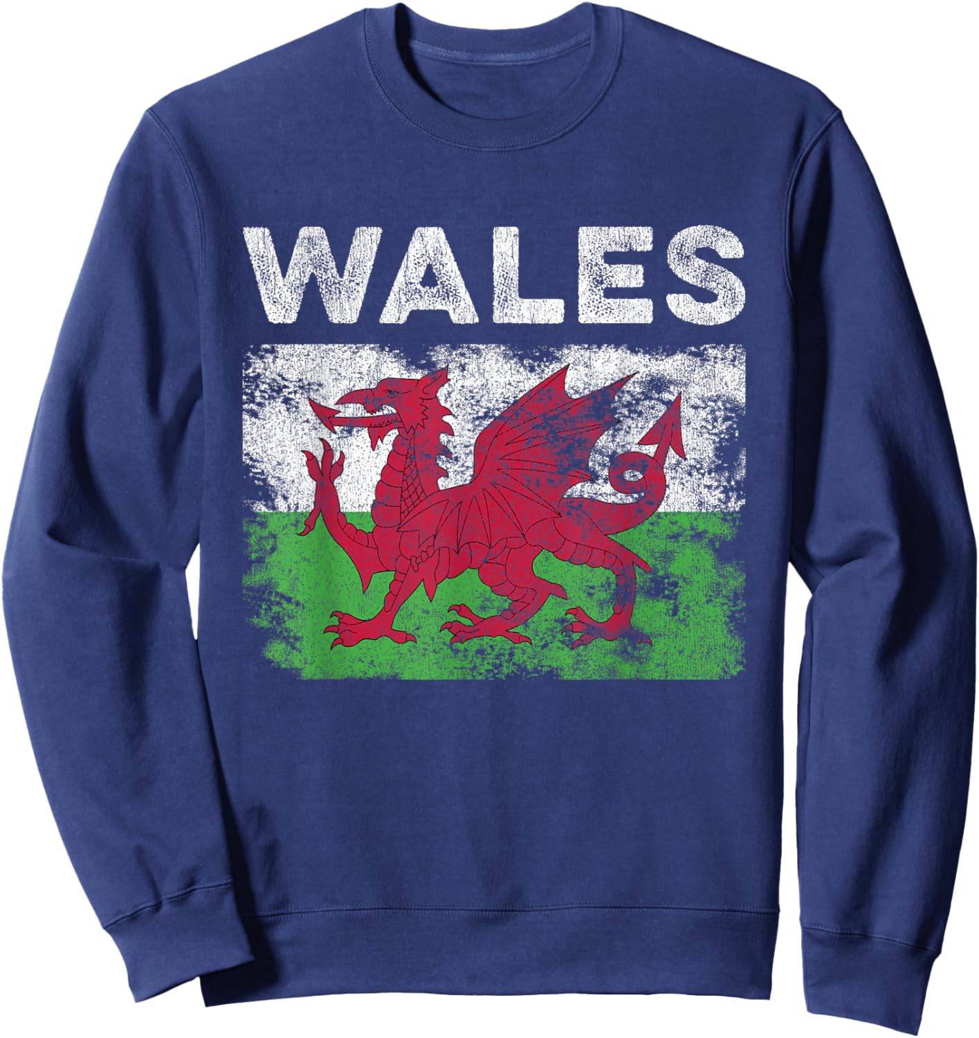Wales Flag Distressed - Men Women Kids - Welsh Flag Sweatshirt - Sweatshirt | Navy