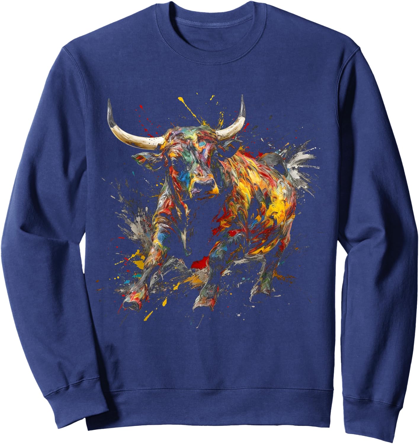 Bull Riding Rodeo Cool Abstract Drip Painting Art Sweatshirt - Sweatshirt | Navy
