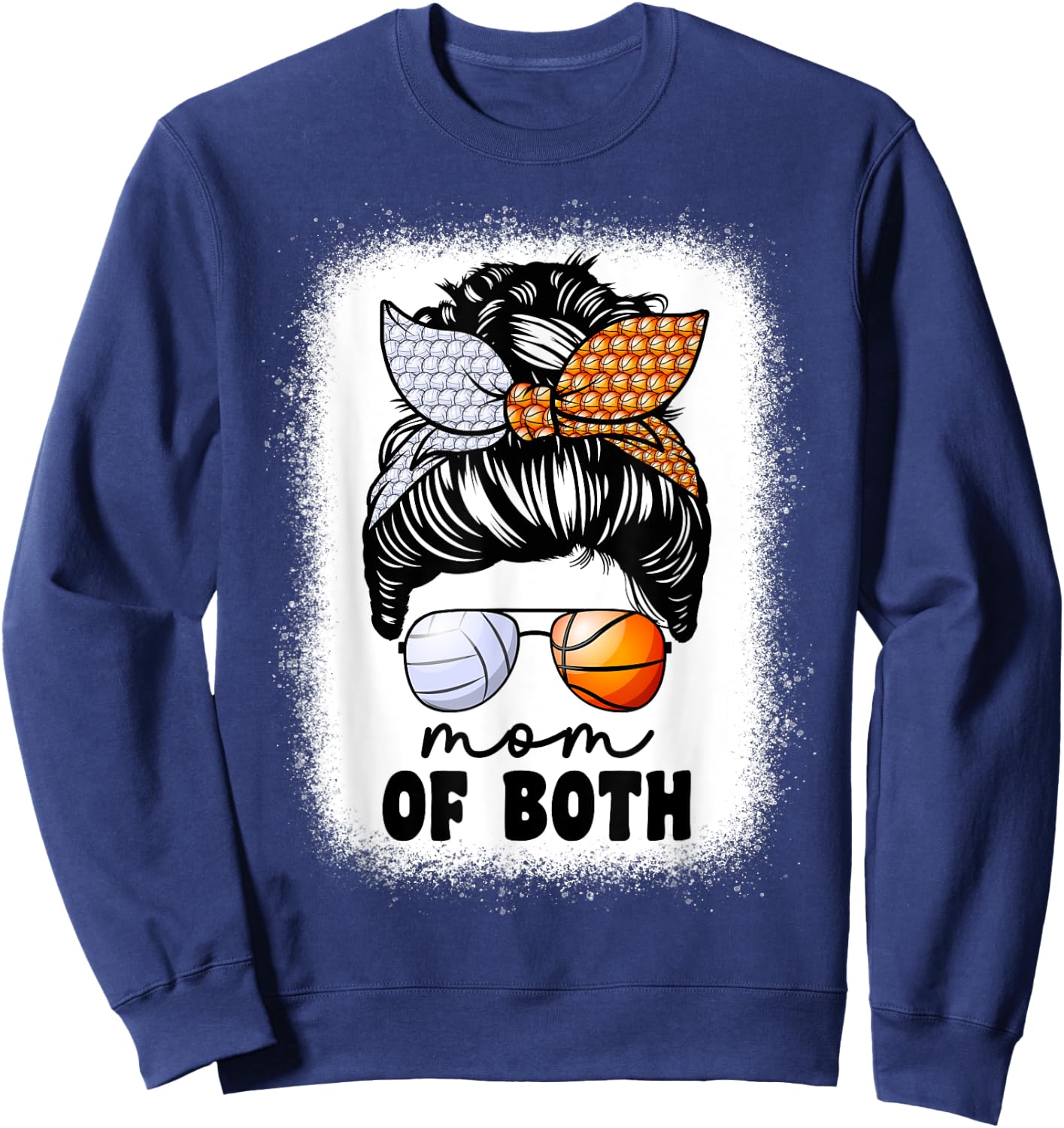 Mom Of Both Volleyball And Basketball Mom Mama Sweatshirt - Sweatshirt | Navy