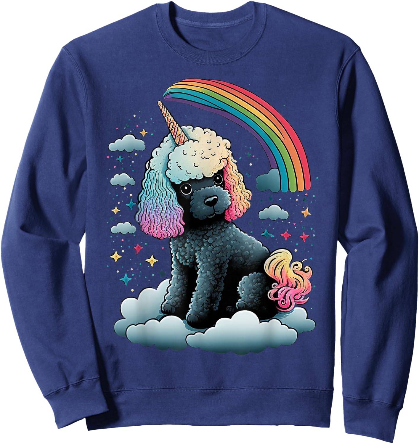 Toy Poodle Unicorn on Rainbow Unicorn Poodle Sweatshirt - Sweatshirt | Navy