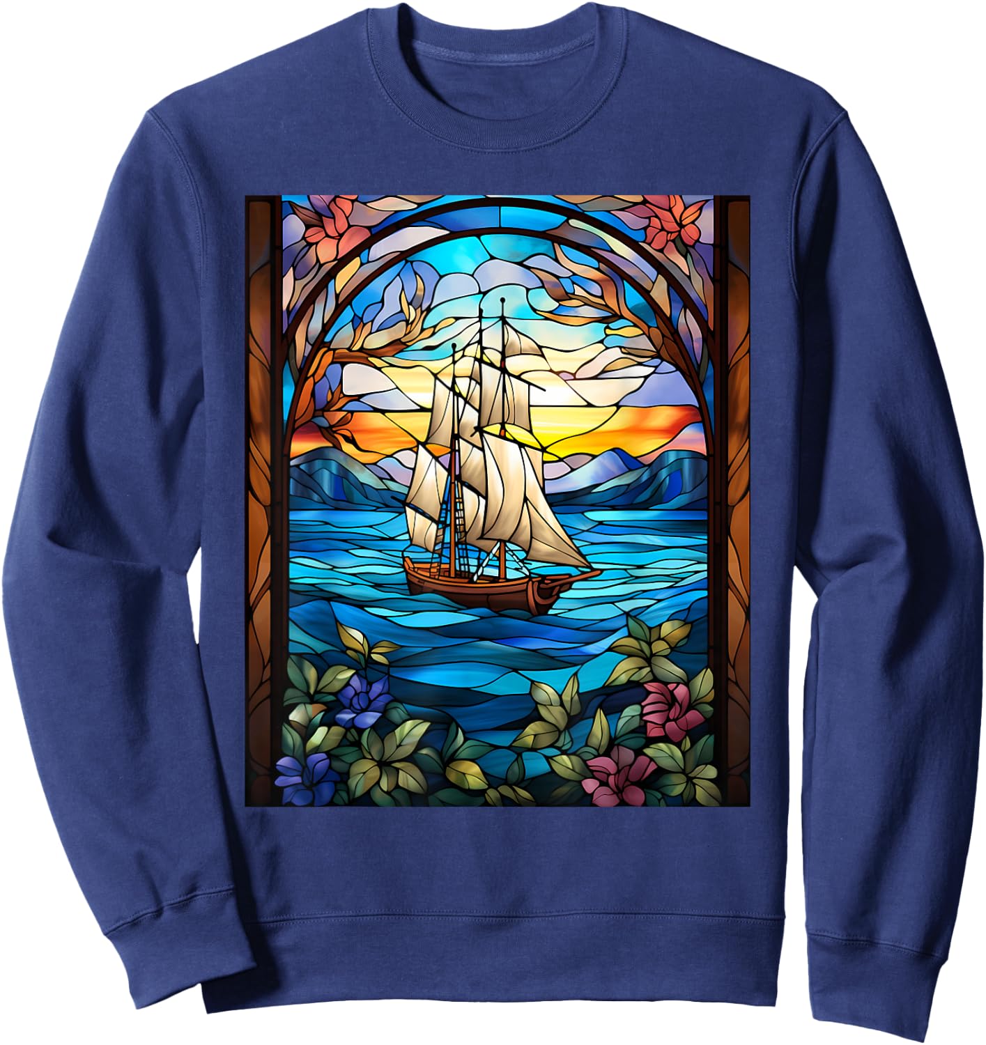 Stained Glass Style Sailing Sweatshirt - Sweatshirt | Navy