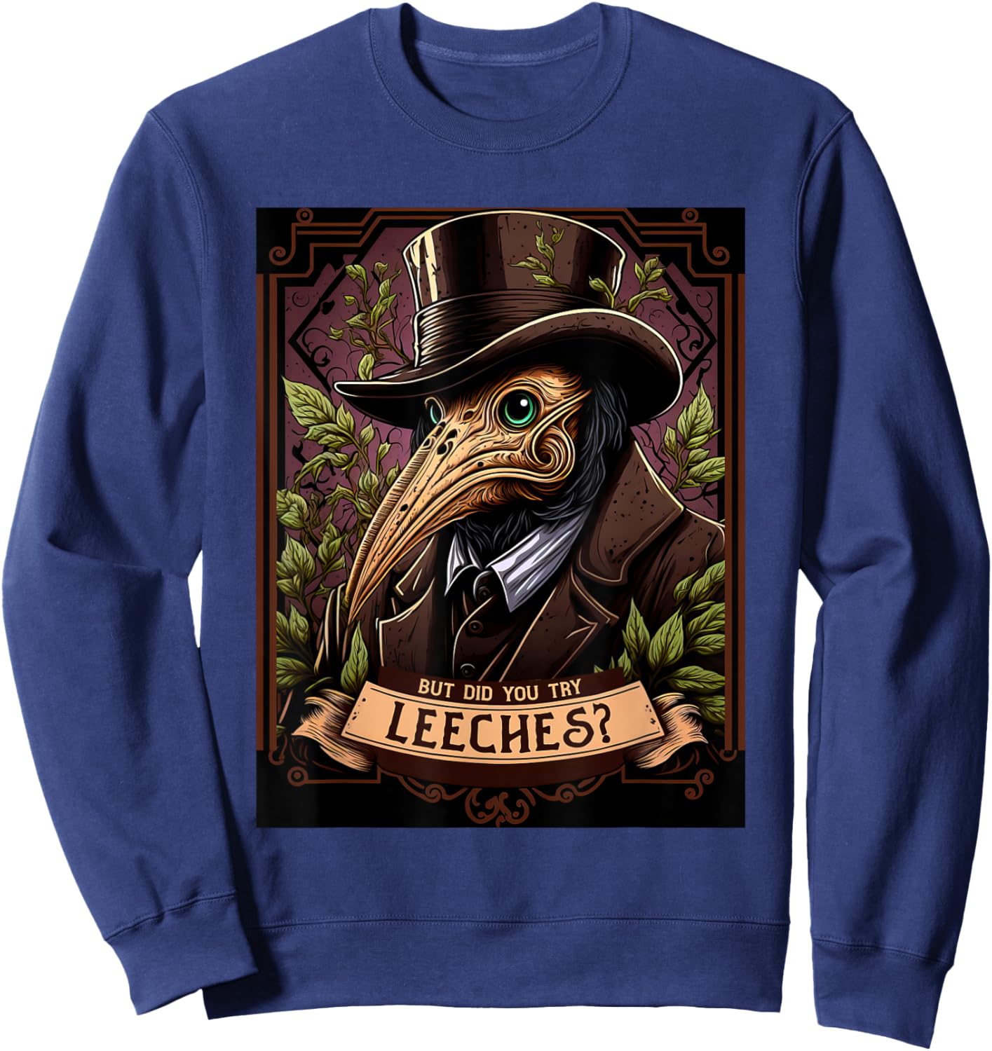 The Leech-Bearing Plague Doctor - Middle Ages Medical Retro Sweatshirt - Sweatshirt | Navy