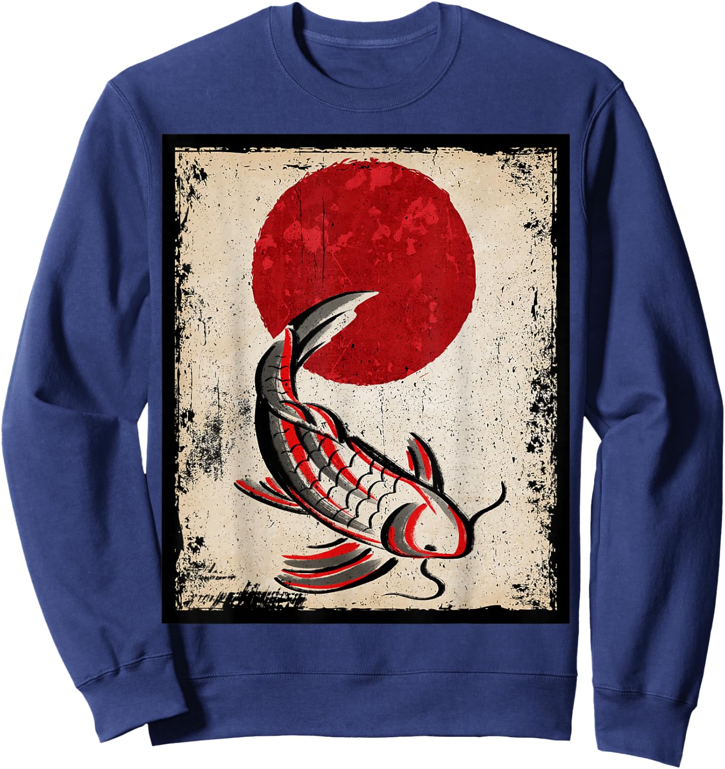 Japan koi carp fish Japanese Art Retro Sweatshirt - Sweatshirt | Navy