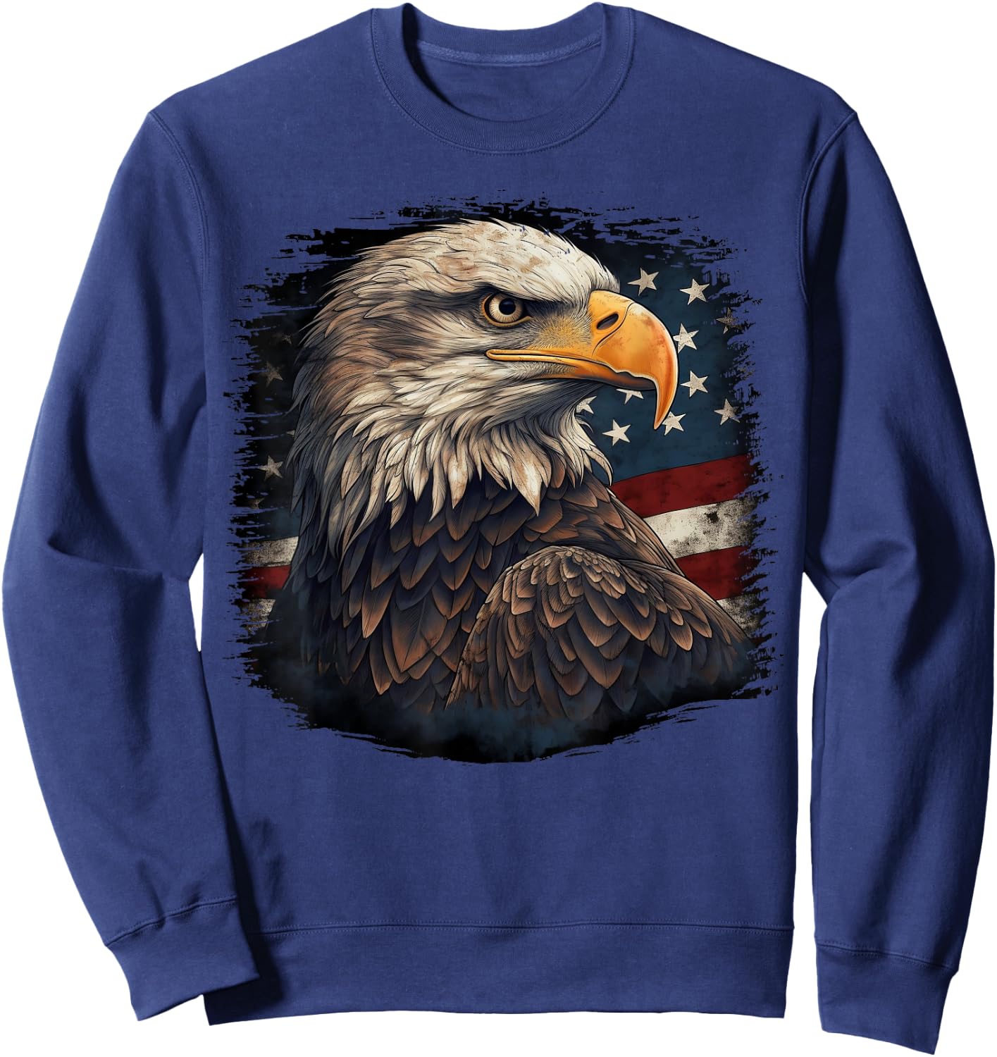 Bald Eagle US American Flag 4th of July Proud Patriotic Sweatshirt - Sweatshirt | Navy