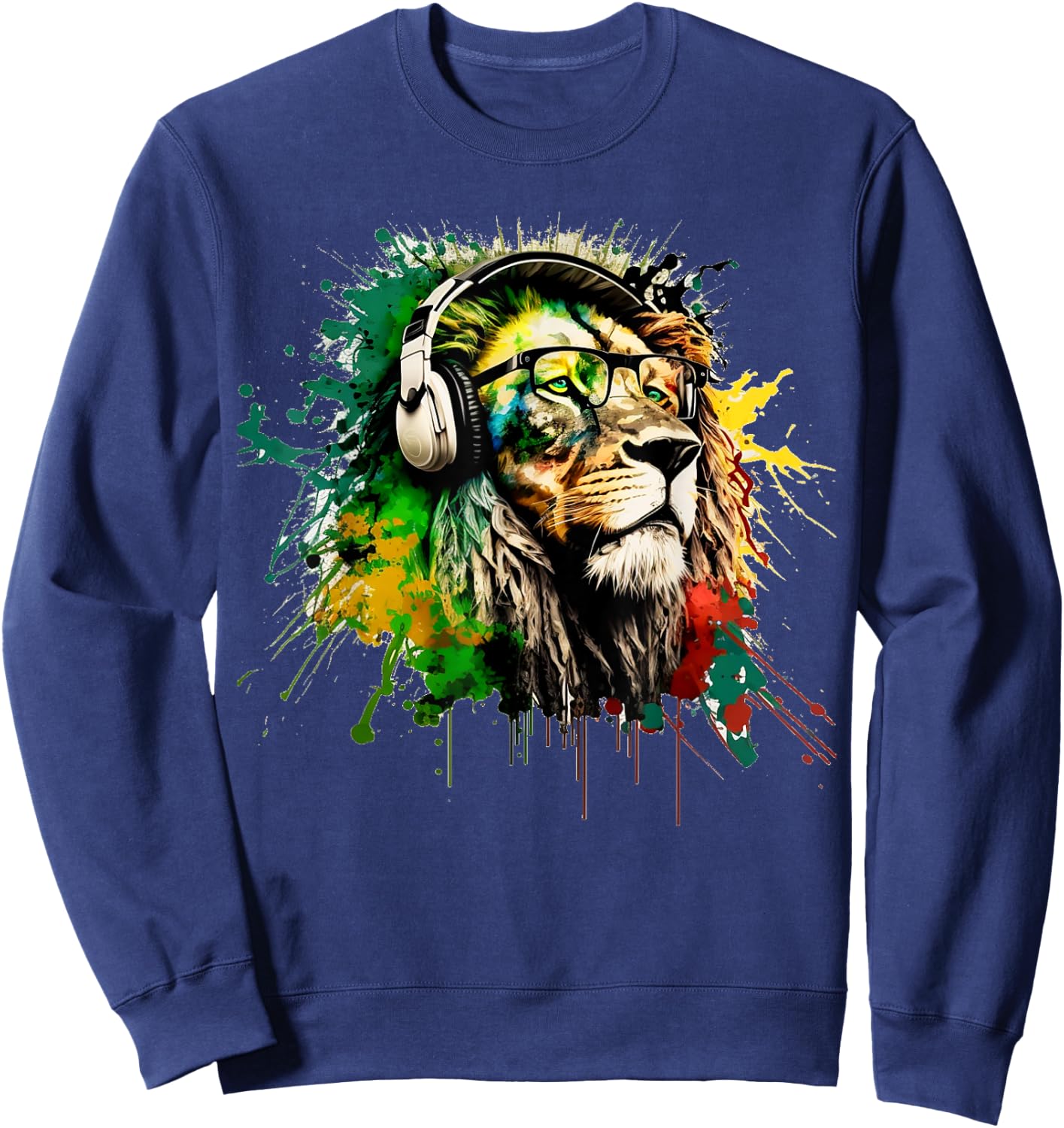 Rasta Lion Stylish Rastafari Design Reggae & Jamaica Vibes Sweatshirt - Sweatshirt | Navy