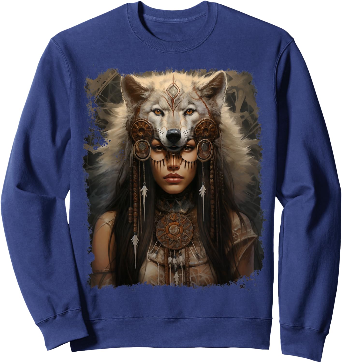 Indian Woman Wolf Sweatshirt - Sweatshirt | Navy