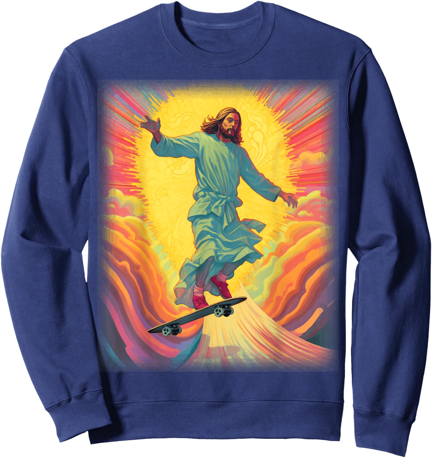 Jesus Skateboarder Heaven Skateboard Christian Skateboarding Sweatshirt - Sweatshirt | Navy