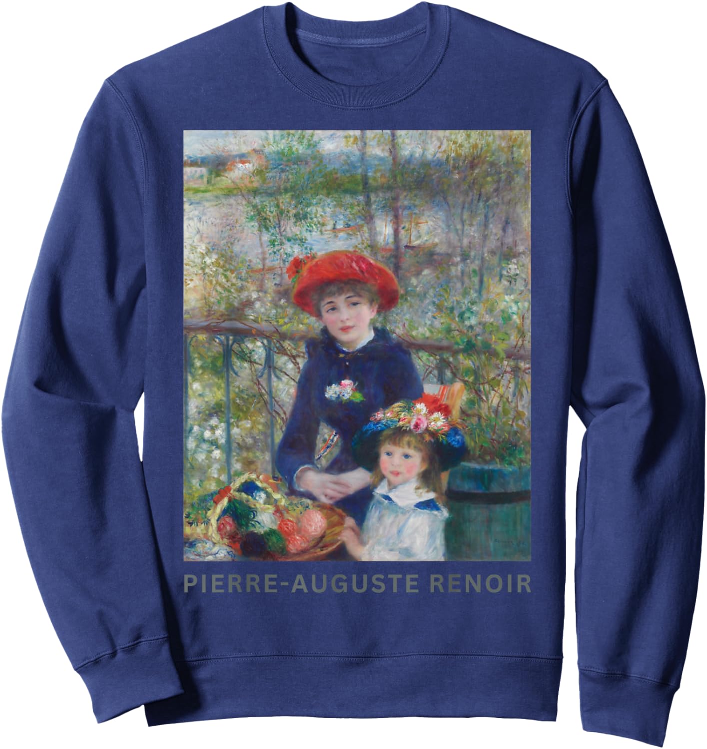 Renoir Two Sisters On the Terrace Fine Art Sweatshirt - Sweatshirt | Navy