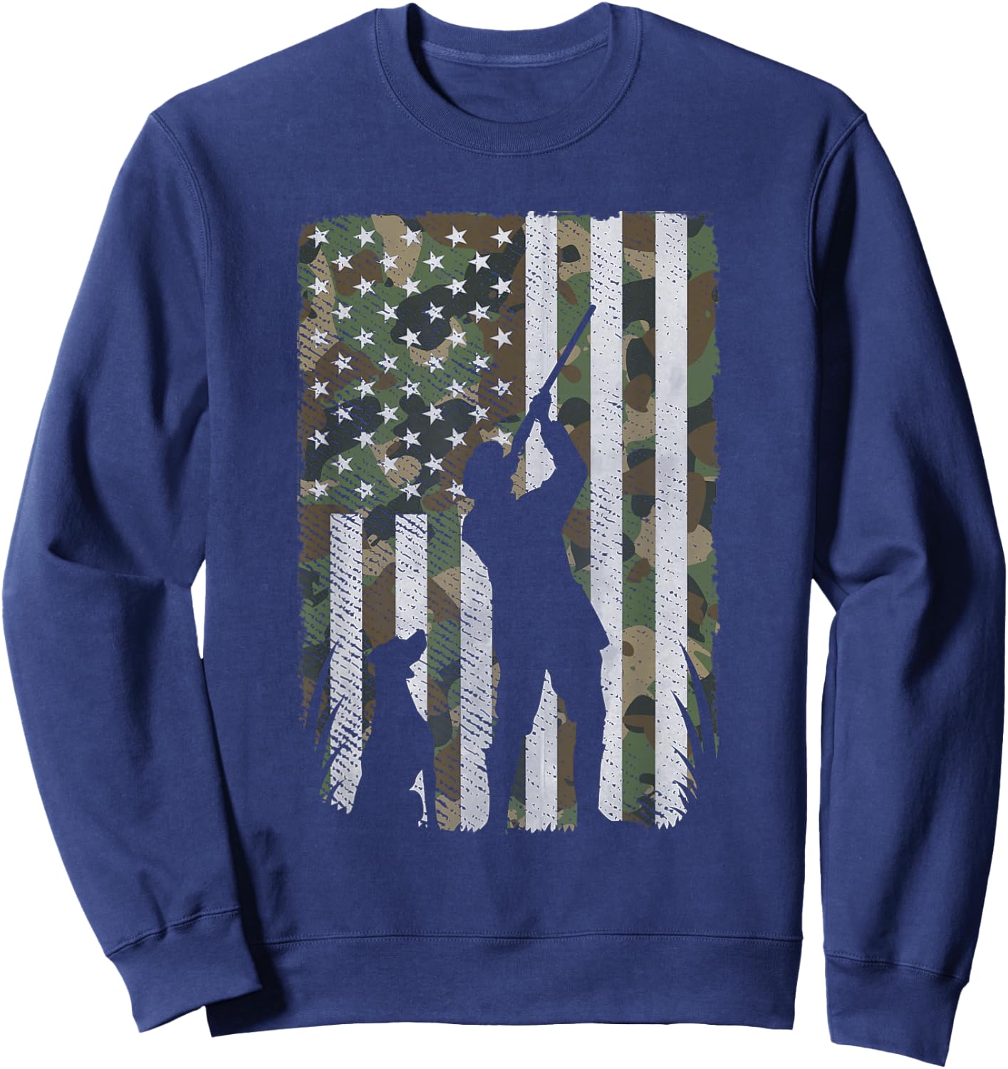 USA American Flag Military patriotic Hunter hunting Sweatshirt - Sweatshirt | Navy