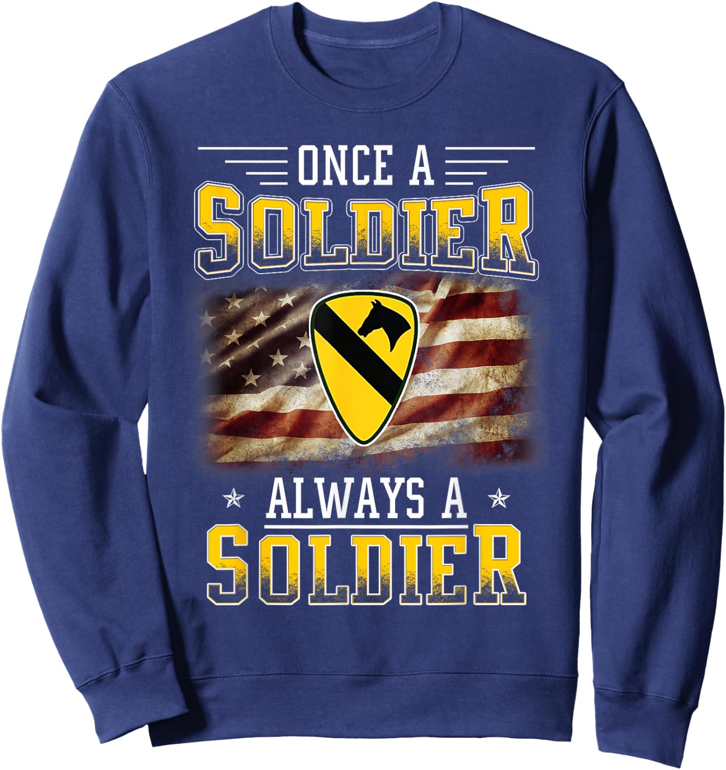 1st Cavalry Division Veteran Always a Soldier Military Xmas Sweatshirt - Sweatshirt | Navy
