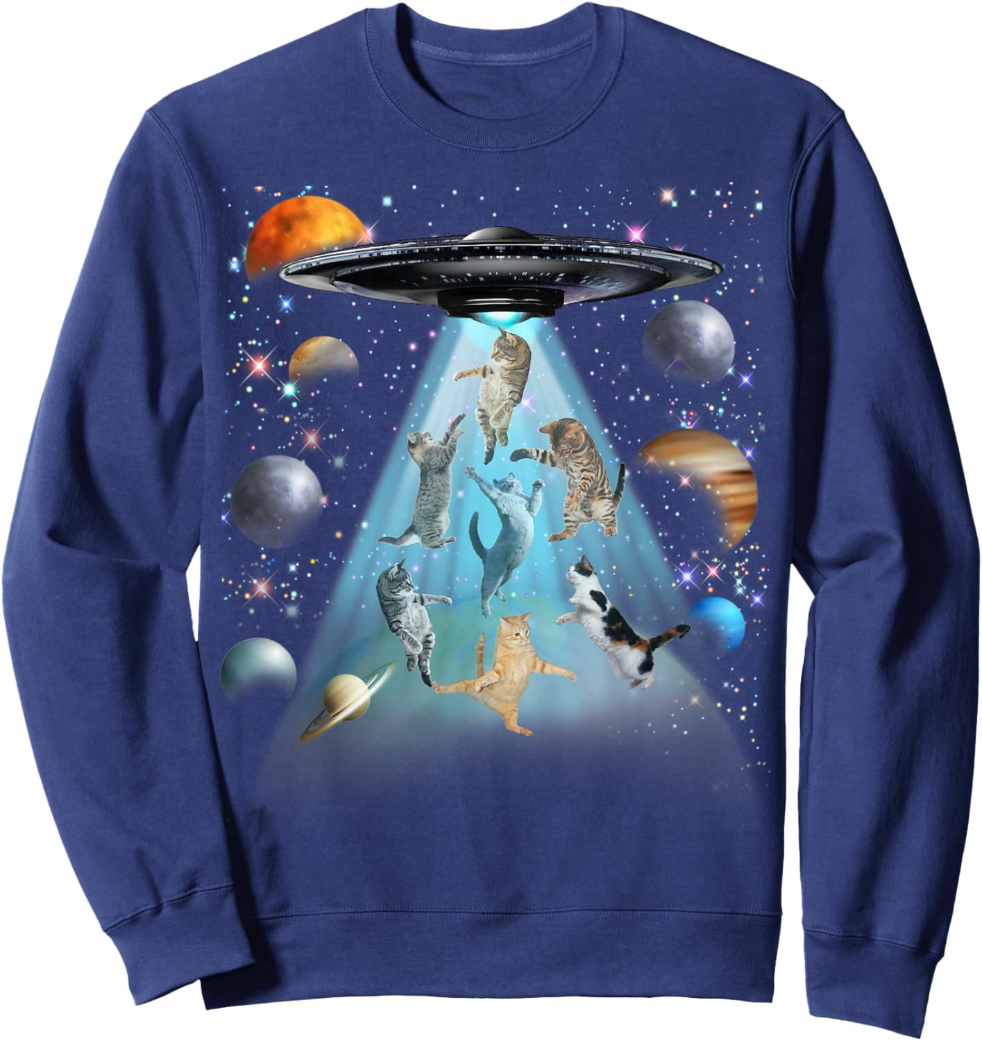 Space Cat Galaxy Cat Funny for Cat Dad Cat Mom Cat Lover Sweatshirt - Sweatshirt | Navy