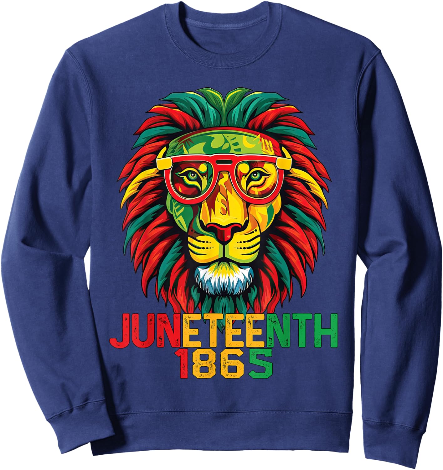Lion Juneteenth 1865 Black History African American Flag Women Girls Kids Men Sweatshirt - Sweatshirt | Navy