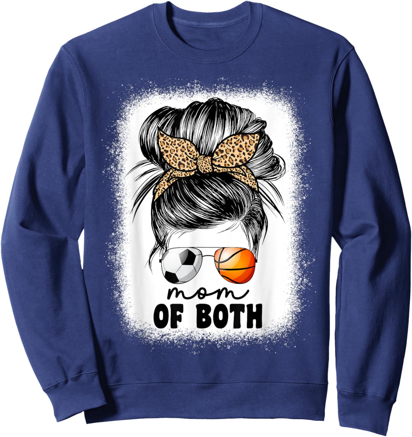 Mom Of Both Soccer And Basketball Mom Messy Bun Sweatshirt - Sweatshirt | Navy