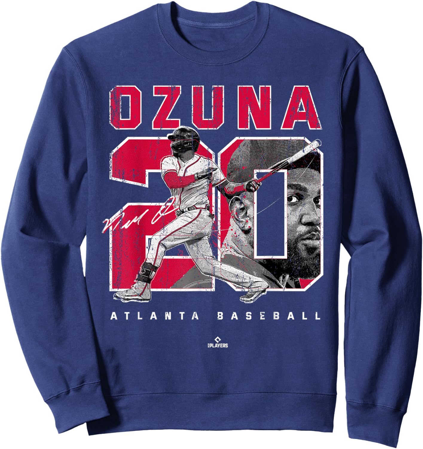 Number and Portrait Marcell Ozuna Atlanta MLBPA Sweatshirt - Sweatshirt | Navy