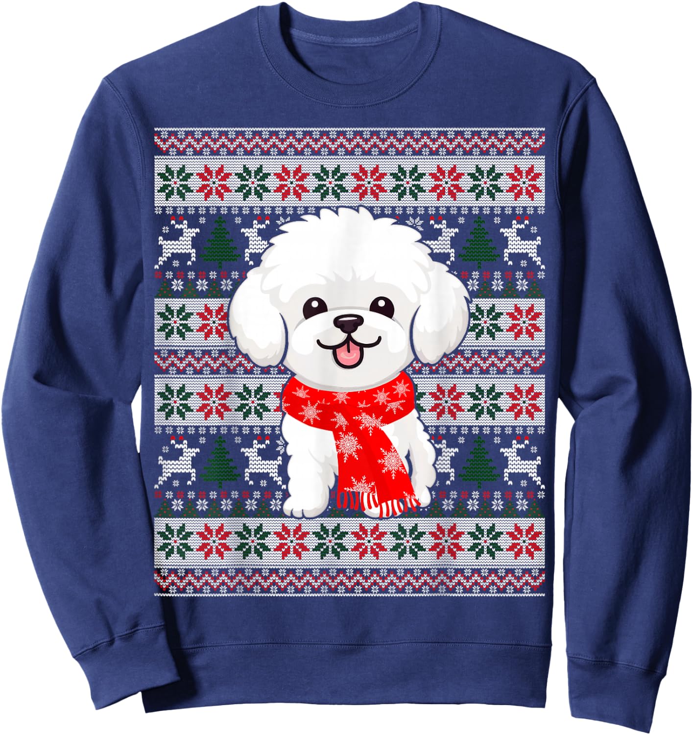Bichon Frise Dog Lover Christmas Family Matching Pajama Xmas Sweatshirt - Sweatshirt | Navy