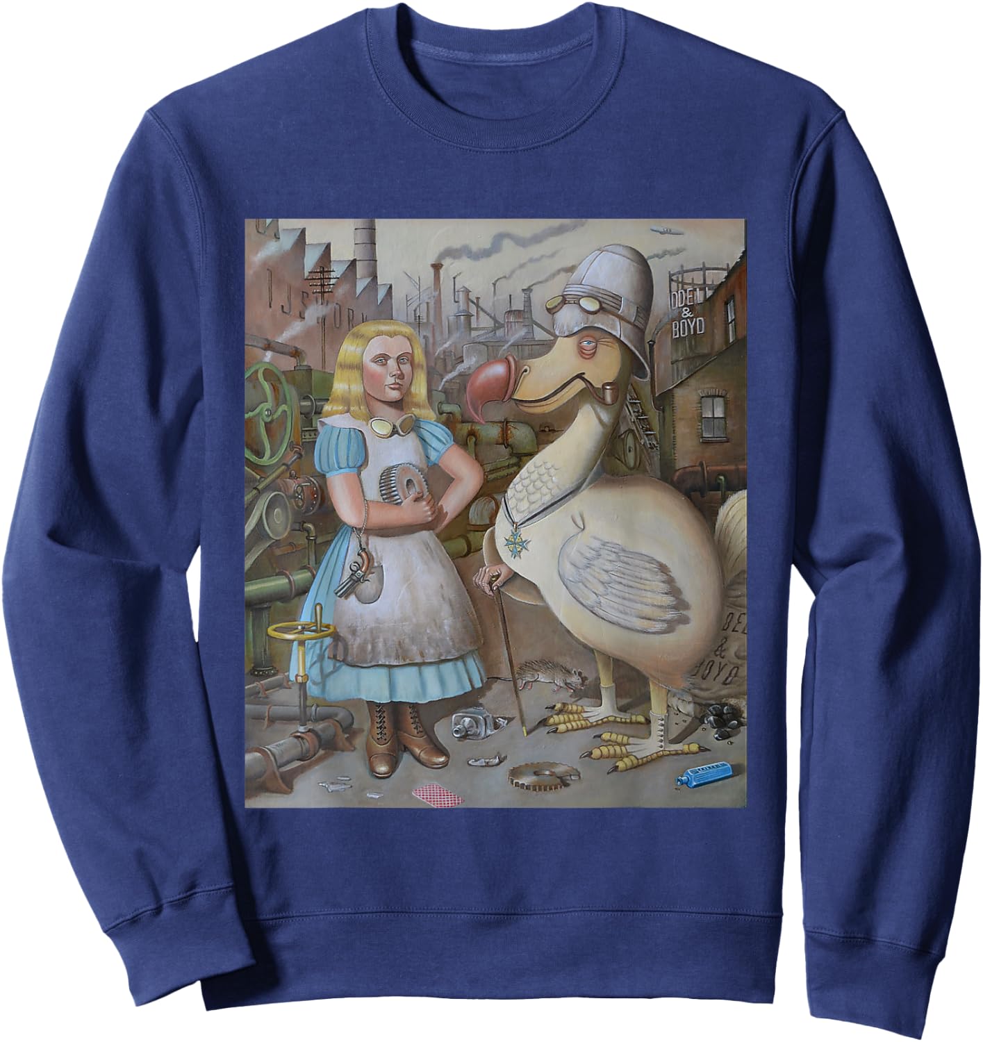 Steampunk Alice and Dodo bird Sweatshirt - Sweatshirt | Navy
