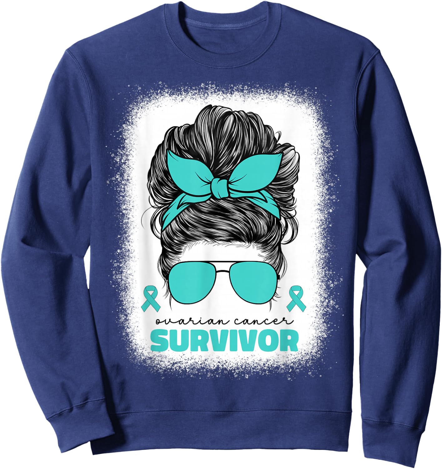 Ovarian Cancer Teal Ribbon Ovarian Cancer Survivor Sweatshirt - Sweatshirt | Navy