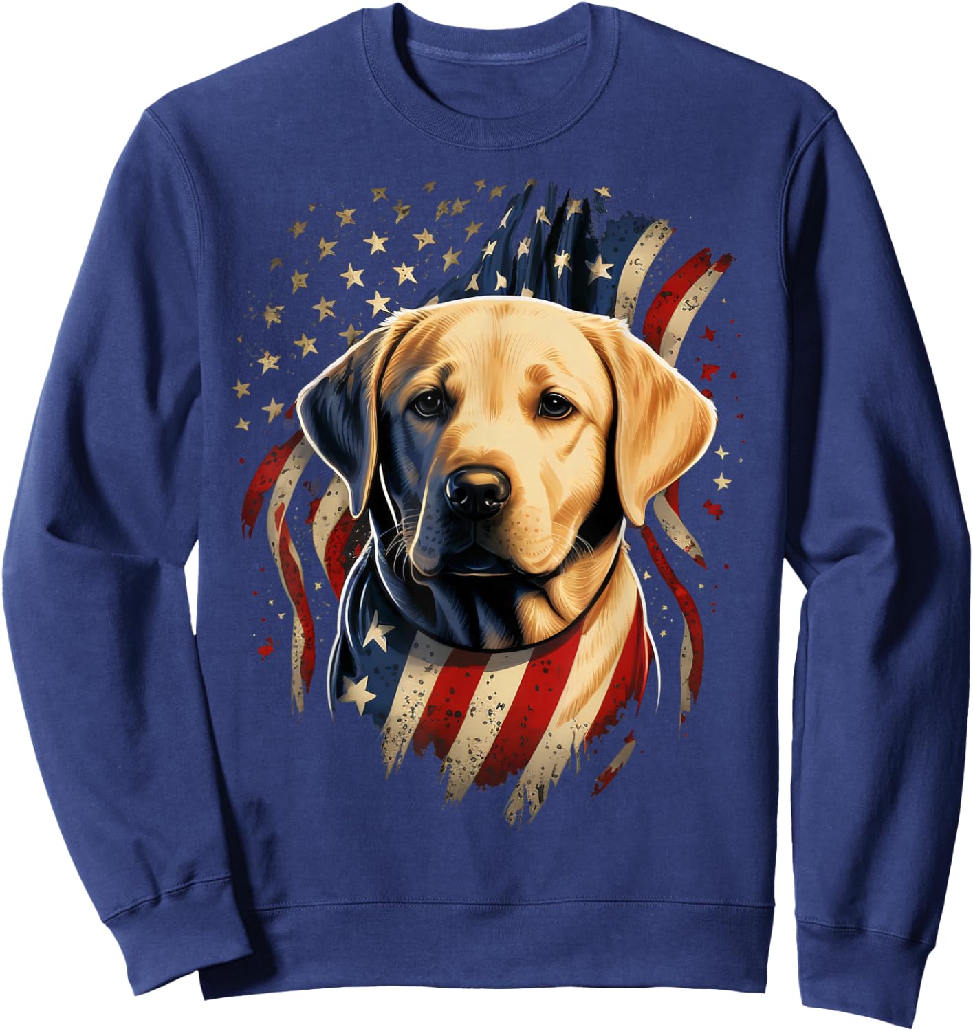 USA 4th of July Yellow Patriotic American Labrador Retriever Sweatshirt - Sweatshirt | Navy