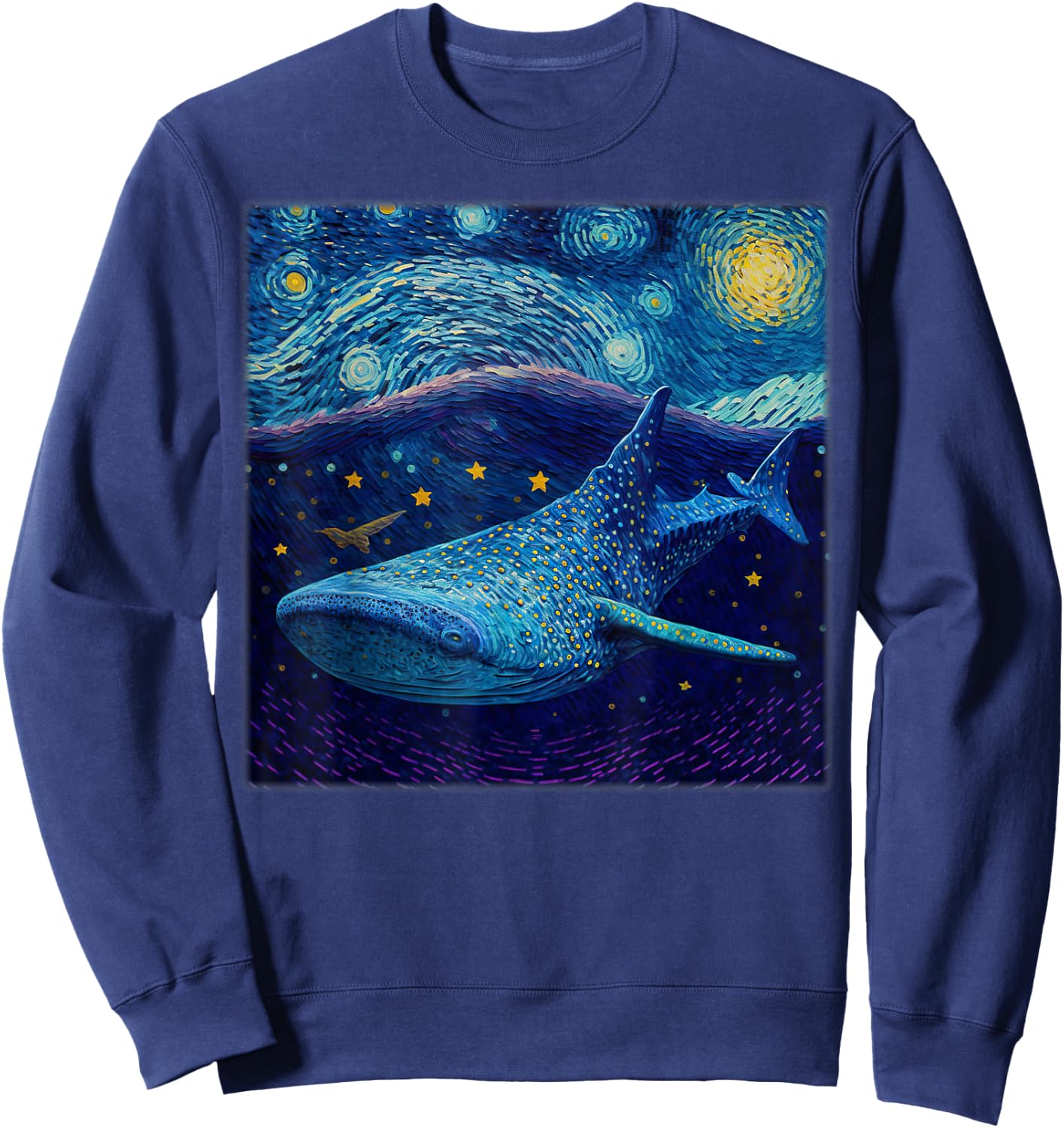Surrealism Starry Night Whale Shark Sweatshirt - Sweatshirt | Navy