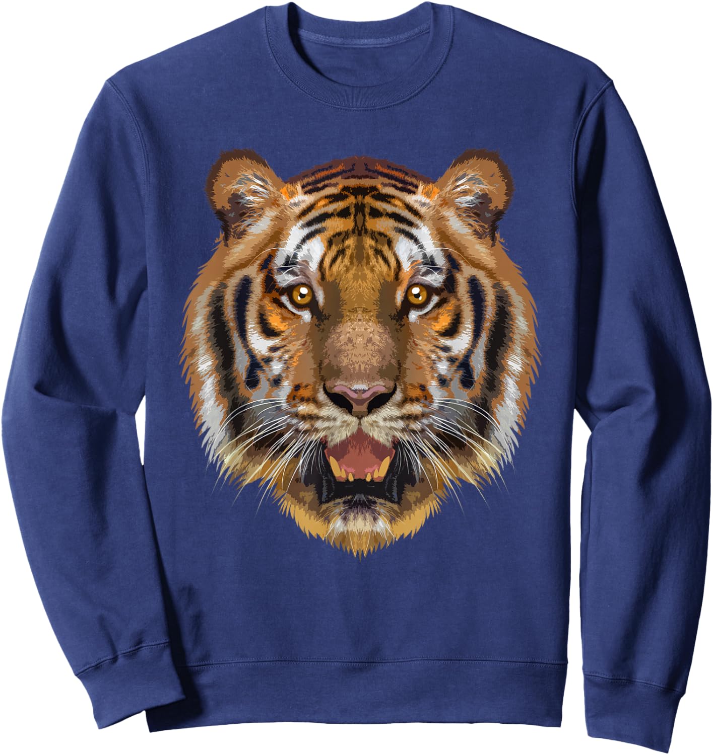Cool Tiger Women Animal Face Cat Print Bengal Tigers Sweatshirt - Sweatshirt | Navy
