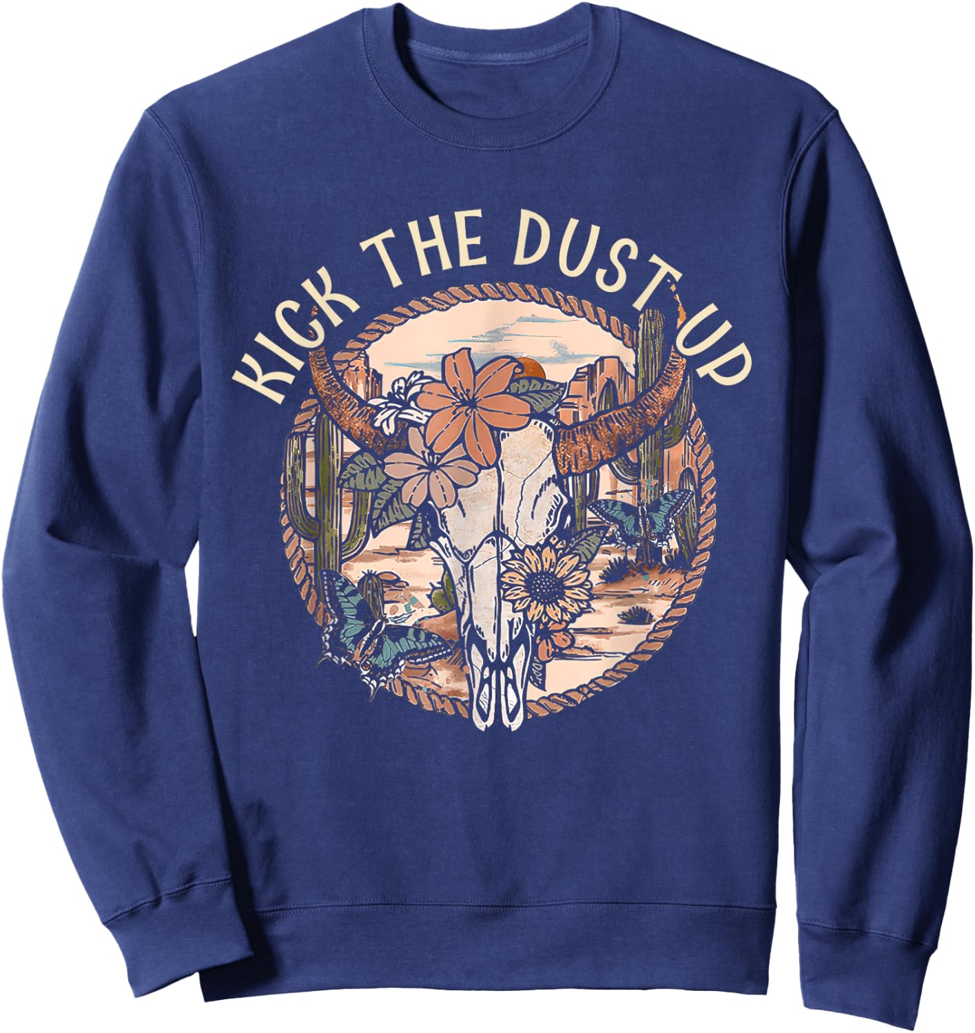 Kick The Country Music Dusts Up Classic Cactus Sweatshirt - Sweatshirt | Navy
