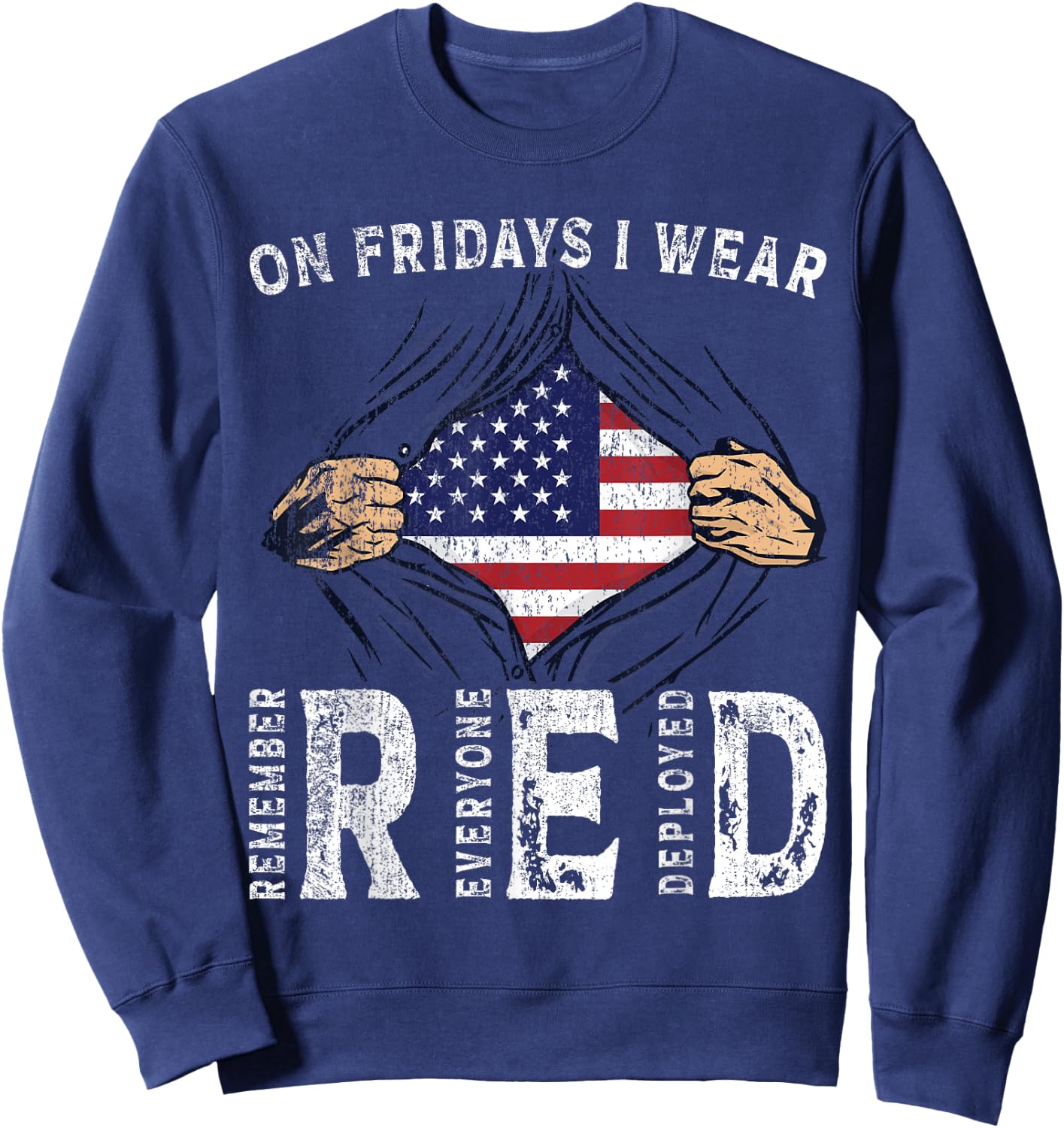 Fridays I Wear Red USA Support American Troops Sweatshirt - Sweatshirt | Navy