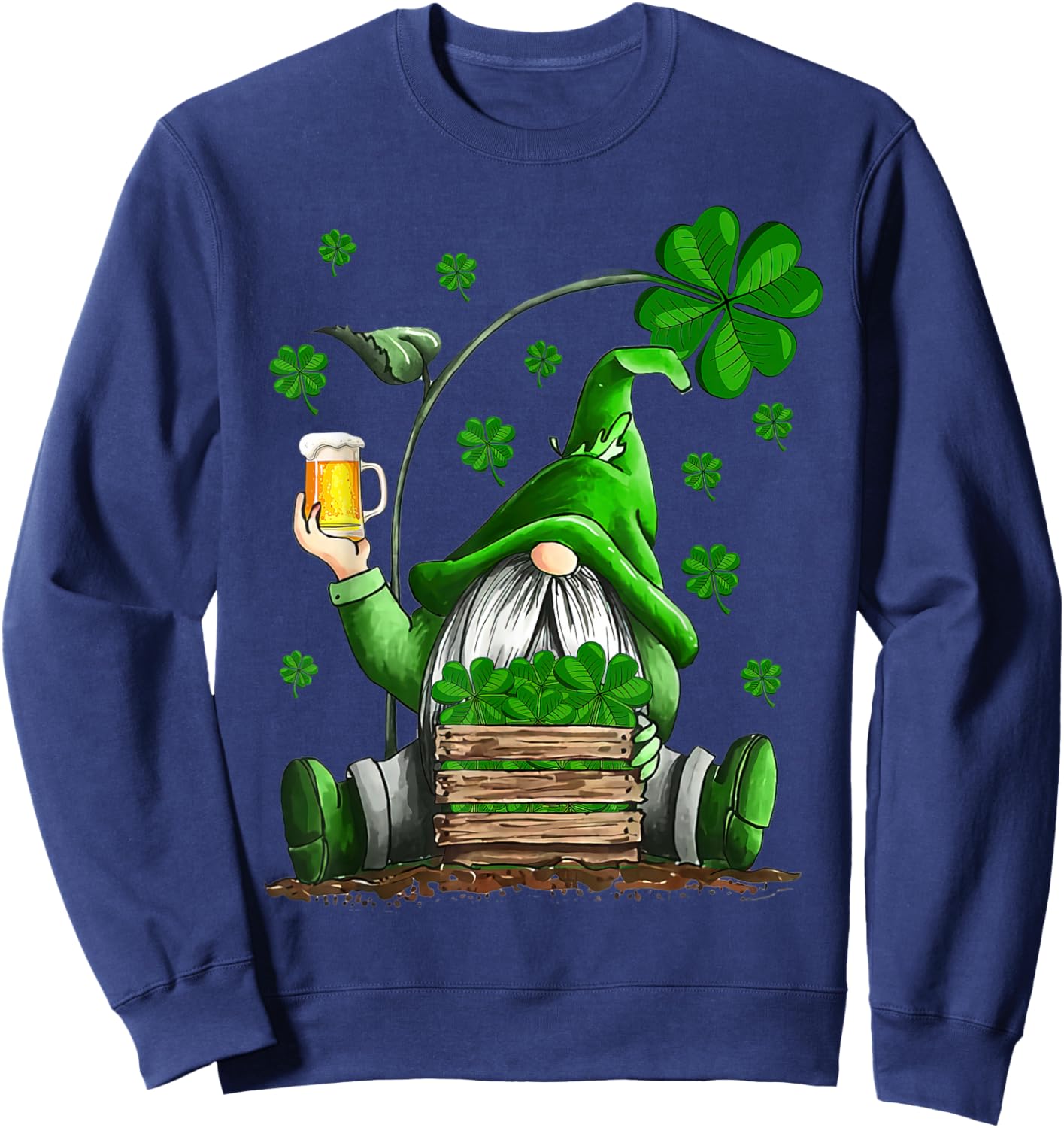 Irish Gnome Drink Beer Lucky Shamrock Gnome St Patricks Day Sweatshirt - Sweatshirt | Navy