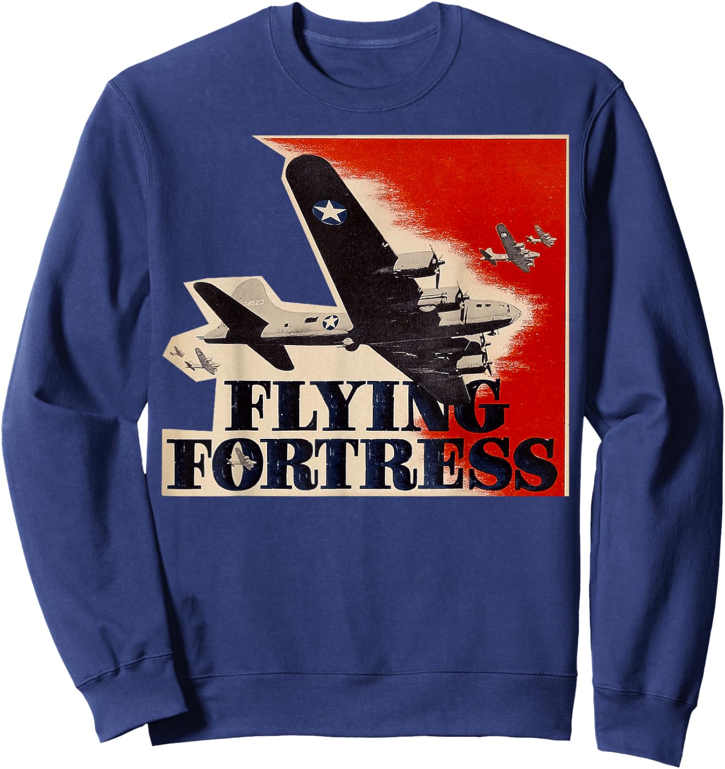 Vintage WWII B-17 USA Warplane B17 Flying Fortress Sweatshirt - Sweatshirt | Navy