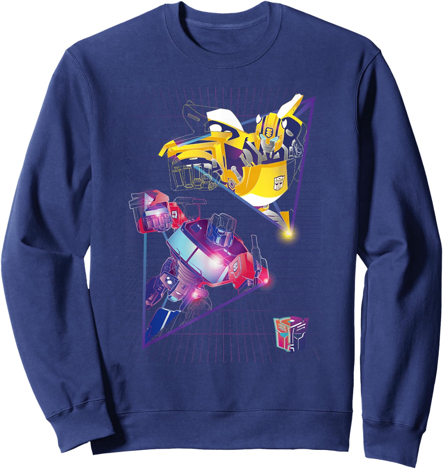 Transformers Optimus Prime & Bumblebee Neon Triangle Sweatshirt - Sweatshirt | Navy