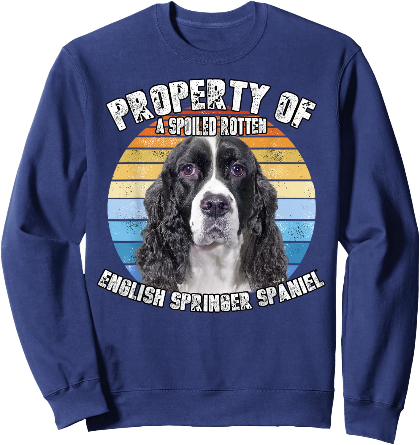 English Springer Spaniel Black Retro Property Of Sweatshirt - Sweatshirt | Navy