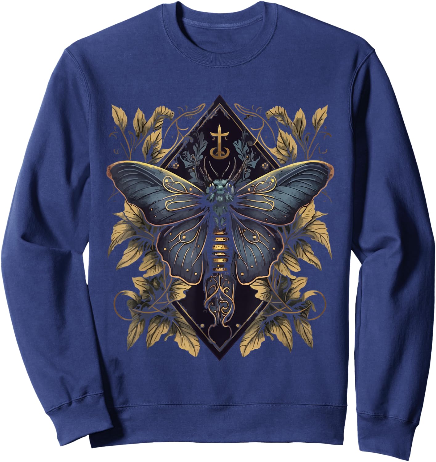 Gothic Moth Butterfly Witchcore Aesthetic Witchcraft Occult Sweatshirt - Sweatshirt | Navy