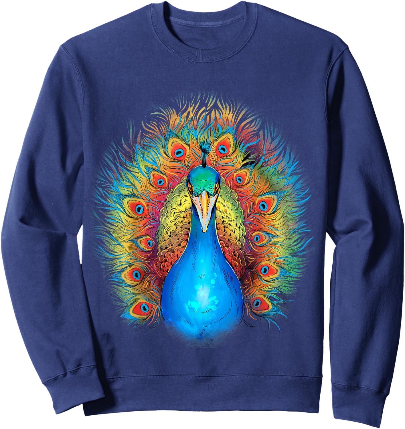 Peacock Bird Colourful Animal Peacock Sweatshirt - Sweatshirt | Navy