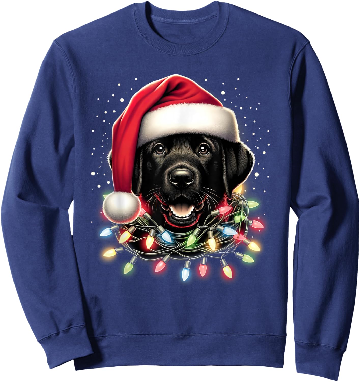 Black Lab Labrador Christmas Tree Light Pajama Dog Xmas Sweatshirt - Sweatshirt | Navy