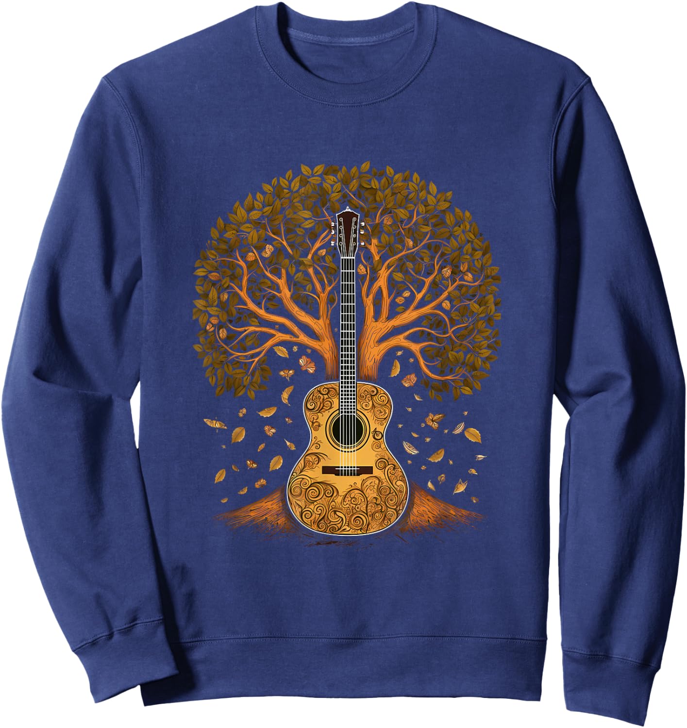 Acoustic Guitar Tree of Life, Guitar Tree Sweatshirt - Sweatshirt | Navy