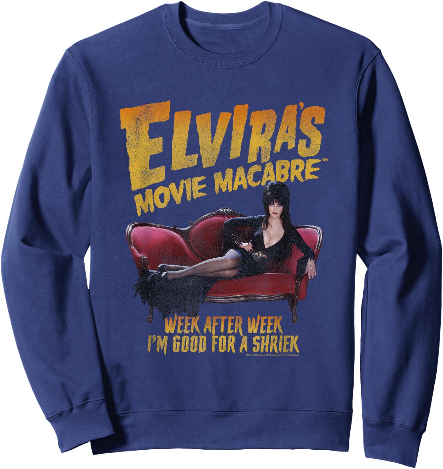 Elvira, Mistress of the Dark Movie Macabre Shriek Poster Sweatshirt - Sweatshirt | Navy