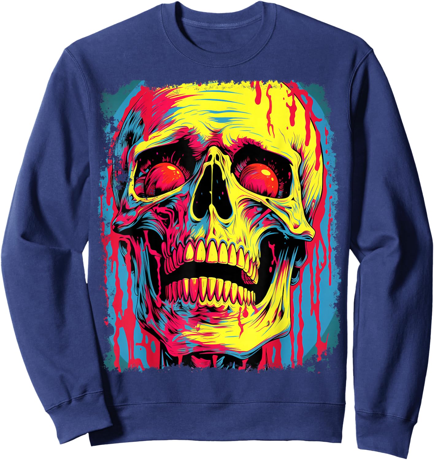 Pop Art Skeleton Anatomy Scary Halloween Sweatshirt - Sweatshirt | Navy