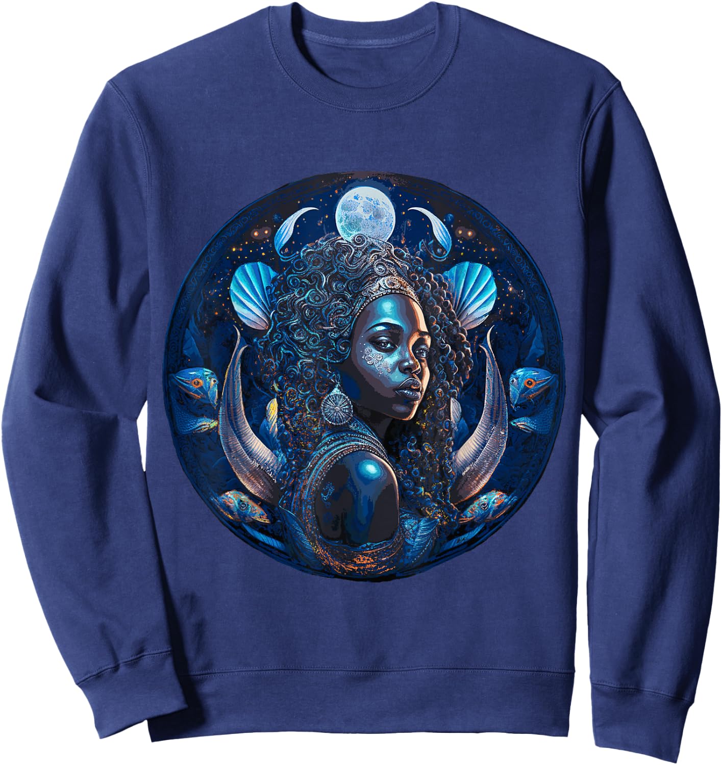 Yemoja of the Sea - Yoruba Orisha Sweatshirt - Sweatshirt | Navy