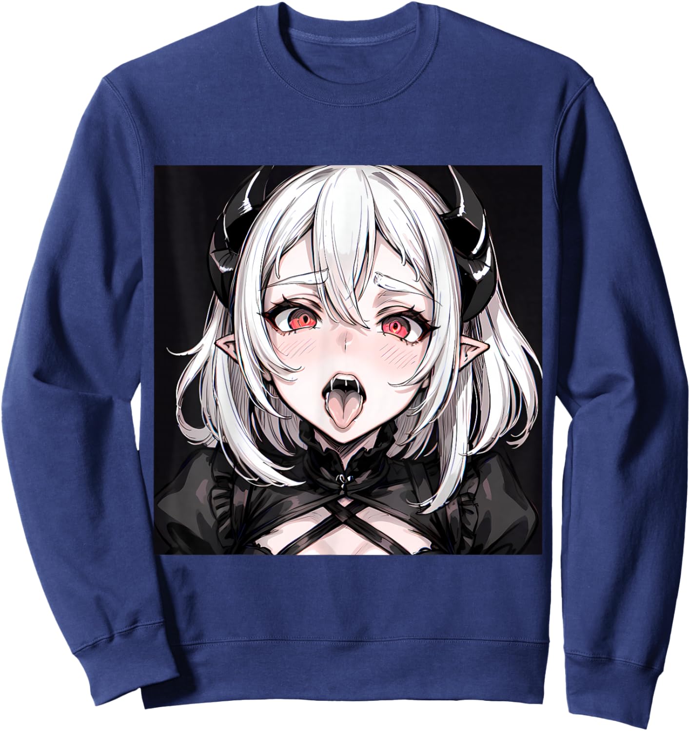 Lewd Anime Devil Girl Hentai Waifu Sweatshirt - Sweatshirt | Navy