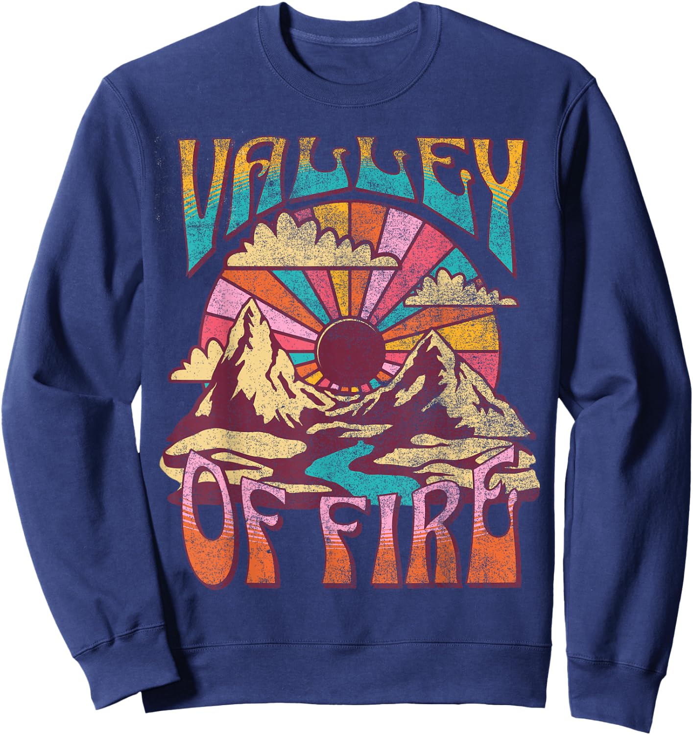 Valley Of Fire Nevada Nature Hiking Mountains Outdoors Retro Sweatshirt - Sweatshirt | Navy