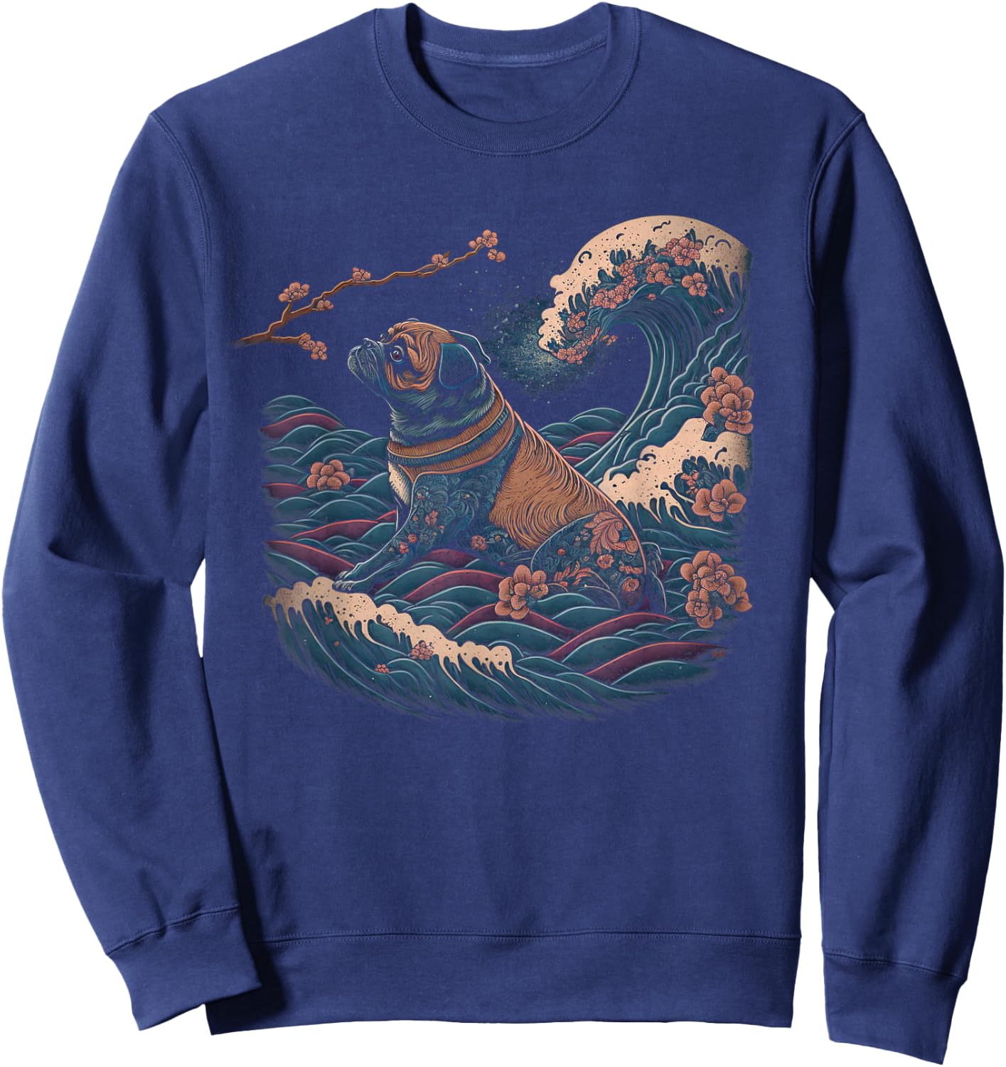 Surrealism Japanese Painting Chug dog Sweatshirt - Sweatshirt | Navy