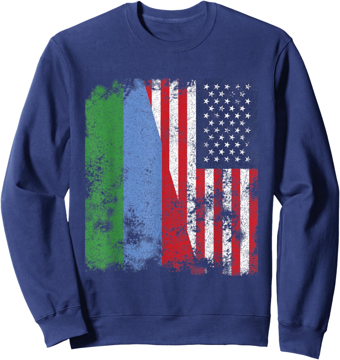 Dagestan USA Flag Distressed - Half American Sweatshirt - Sweatshirt | Navy