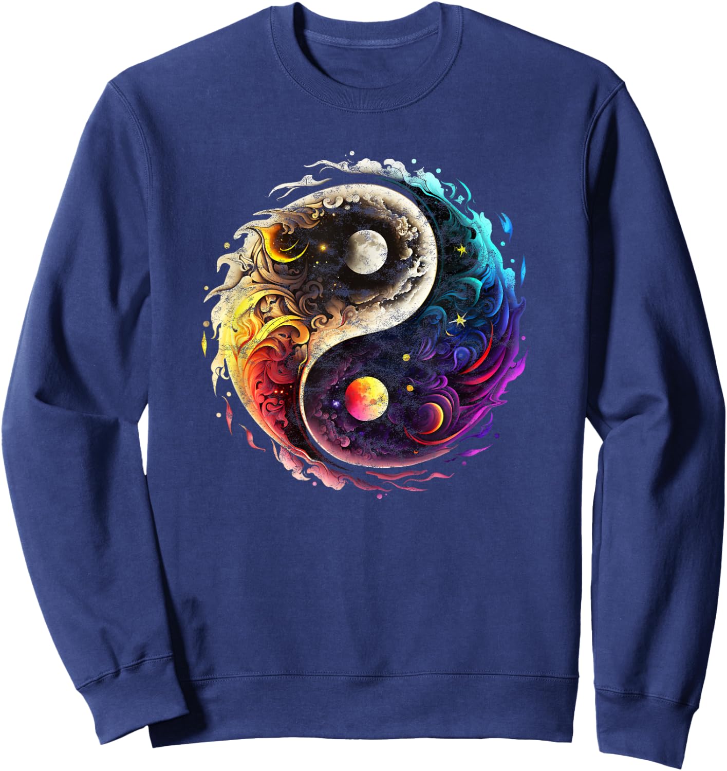 Yin Yang, sun, moon, universe, Tai chi, Qigong, yoga, Taoism Sweatshirt - Sweatshirt | Navy