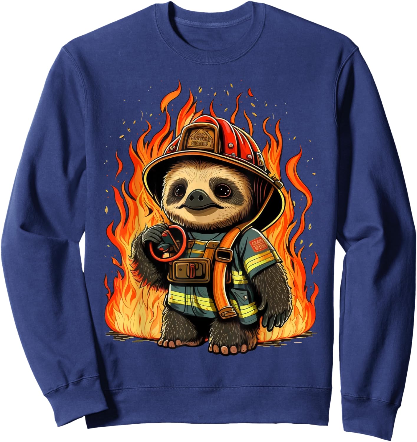 Sloth Fireman on Firefighter Sloth Sweatshirt - Sweatshirt | Navy