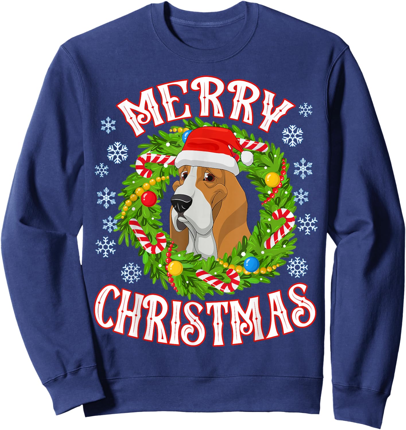 Basset Hound Santa Doggy Christmas Spirit Of Holiday Sweatshirt - Sweatshirt | Navy