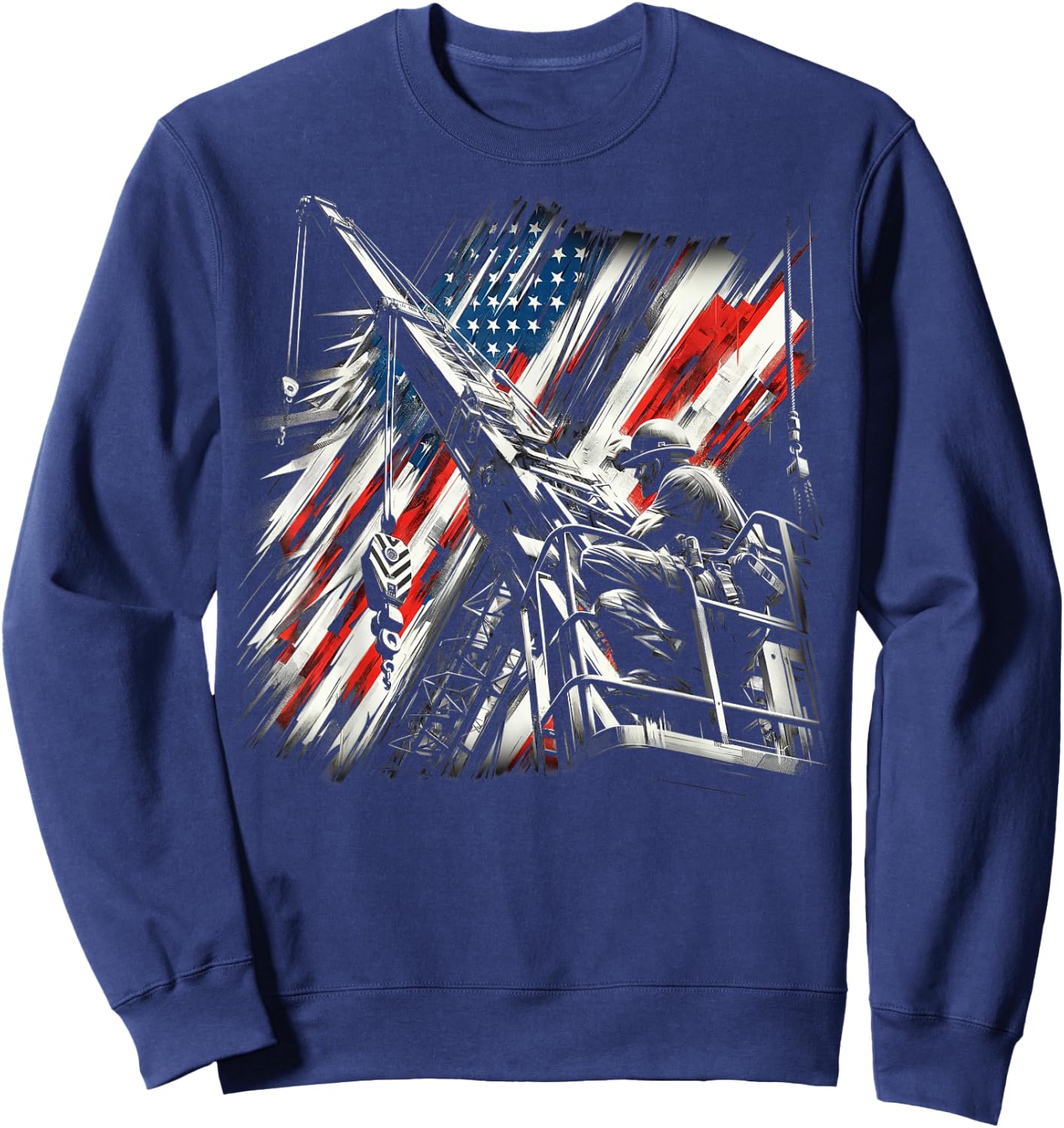 crane operator American Flag, crane operator Sweatshirt - Sweatshirt | Navy